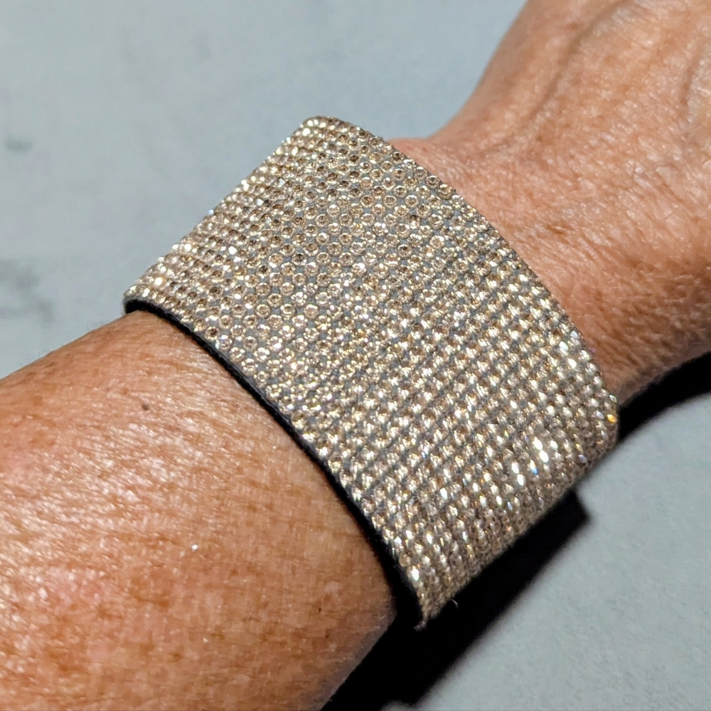 Express Rose Gold Rhinestone Cuff Bracelet - Picture 7 of 8